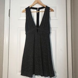 Holiday Free People Deep V Sparkle Halter Dress